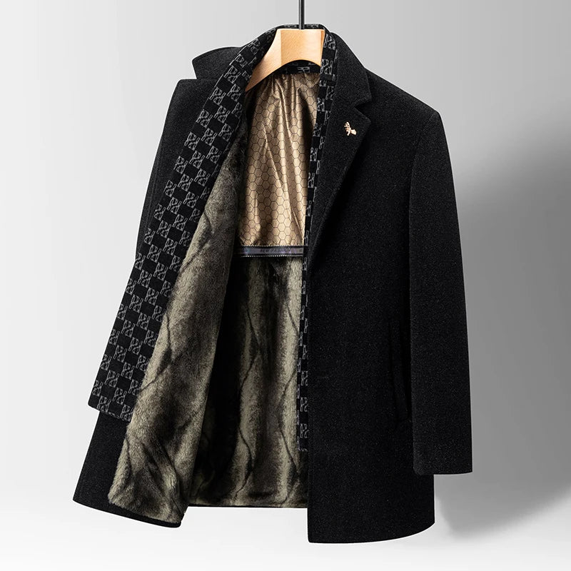 Men's Long Fleece-Lined Coat