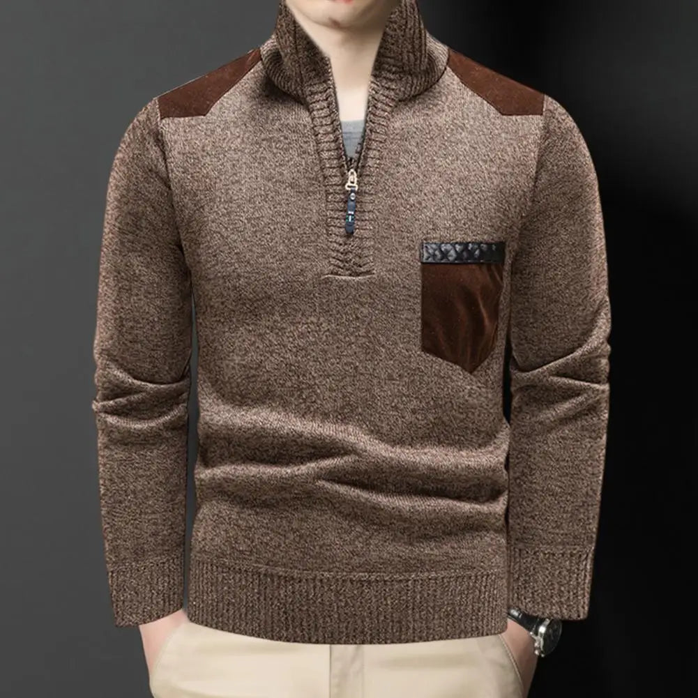 Men's High Collar And Half-zip Sweater