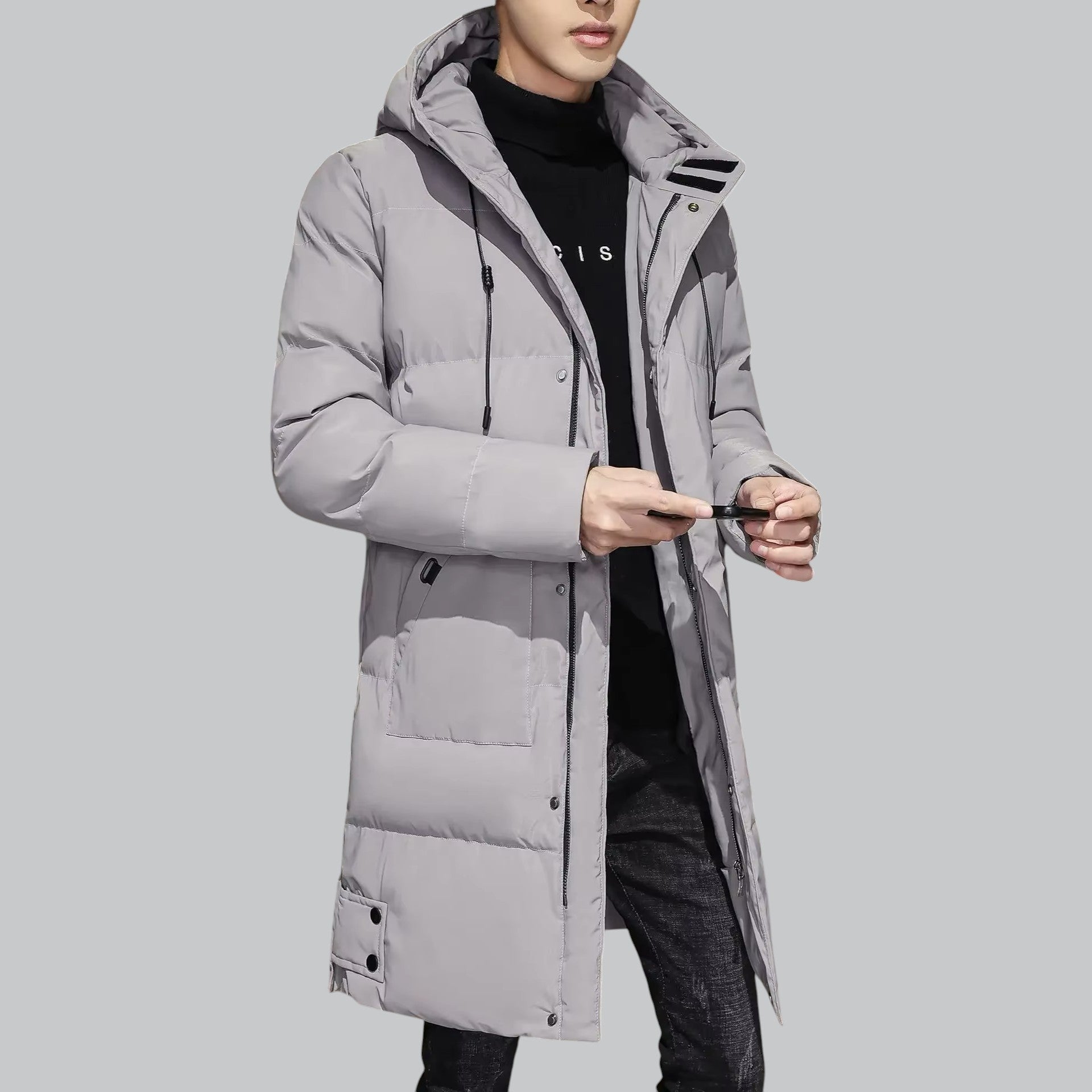 Men's Water-Resistant Long Winter Jacket