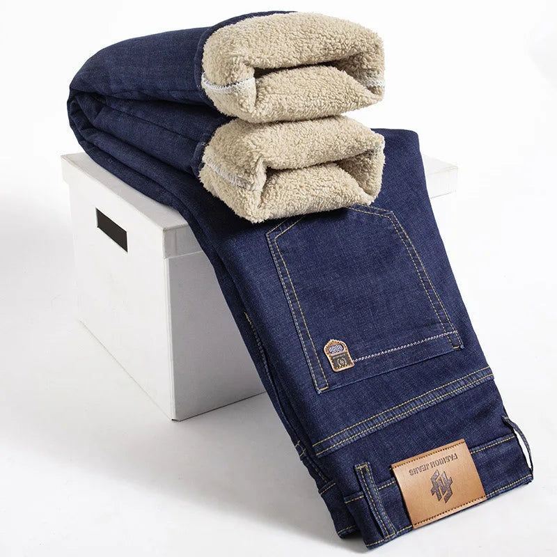 Men's Fleece-Lined Winter Denim Jeans