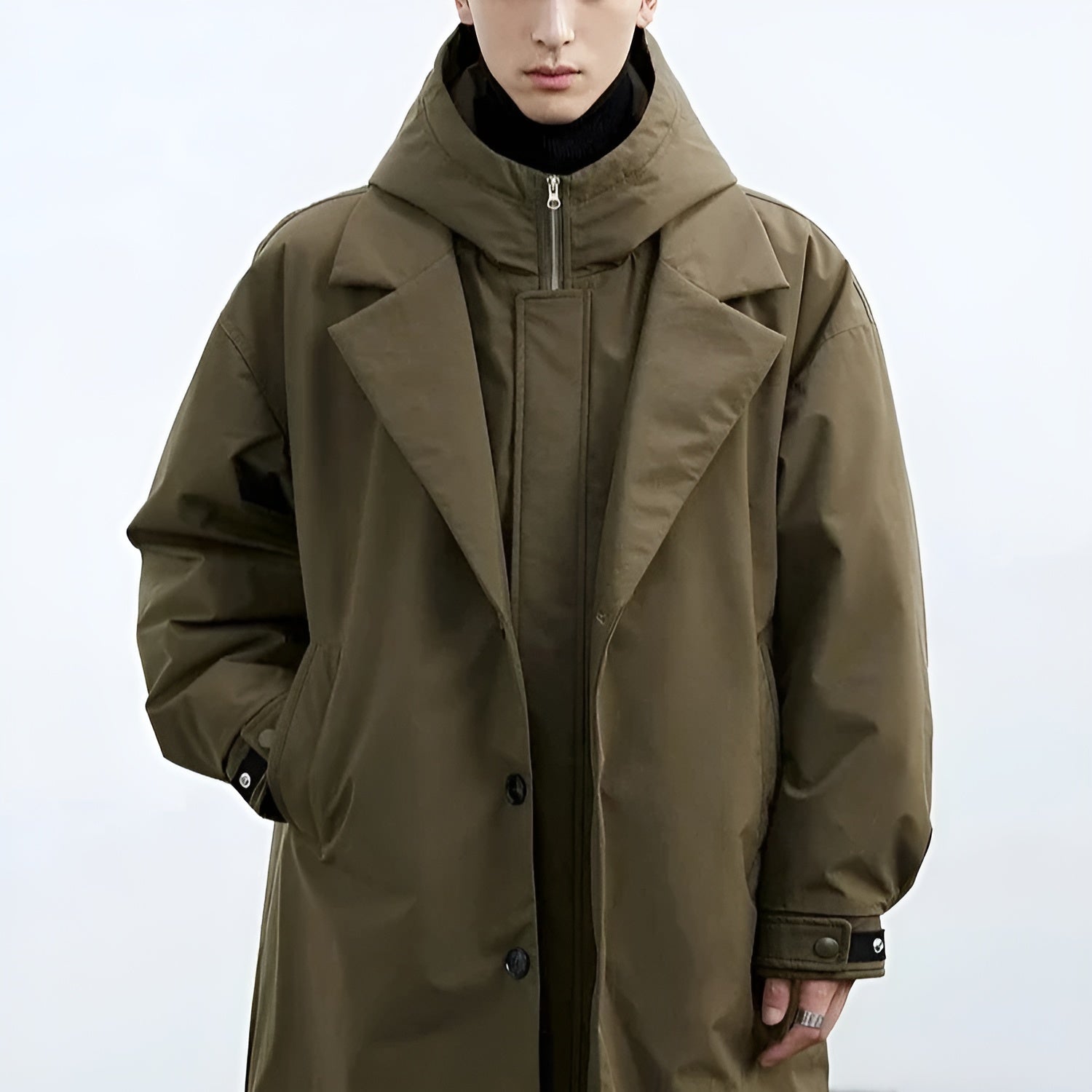 Men's Water-Resistant Long Raincoat