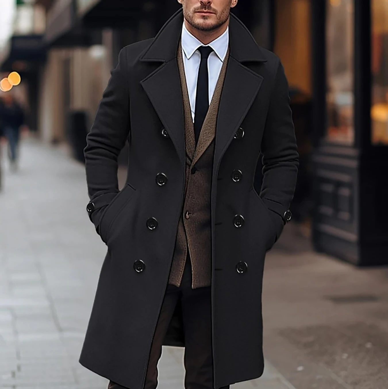 Men's Warm Long Business Coat