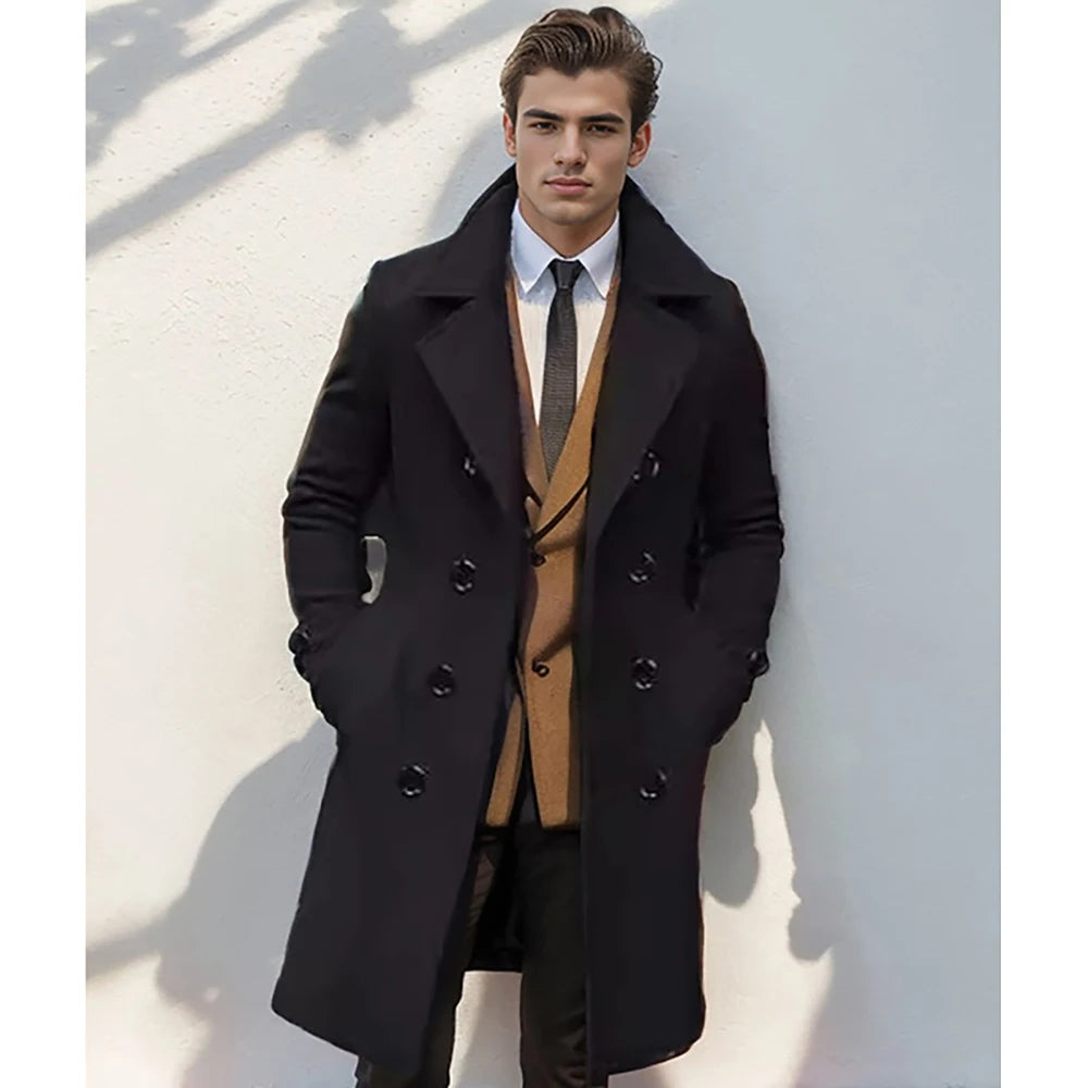 Men's Warm Long Business Coat