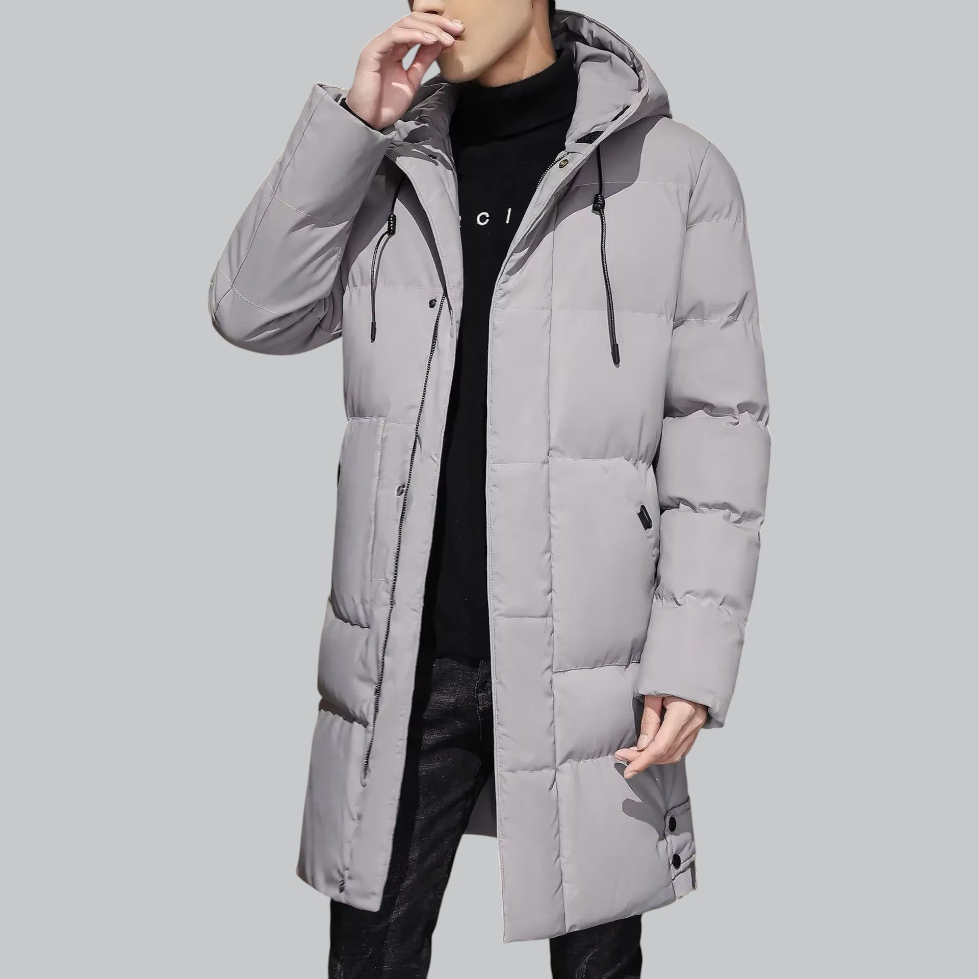 Men's Water-Resistant Long Winter Jacket