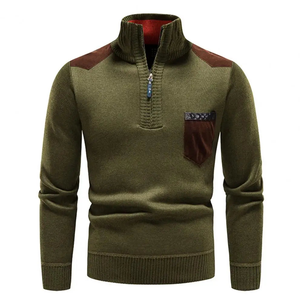 Men's High Collar And Half-zip Sweater