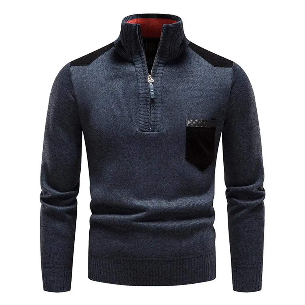 Men's High Collar And Half-zip Sweater