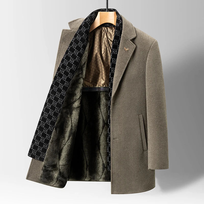 Men's Long Fleece-Lined Coat