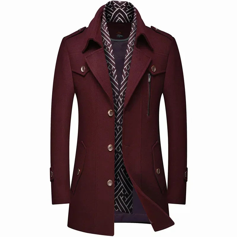 Men's Cozy Long Wool Coat