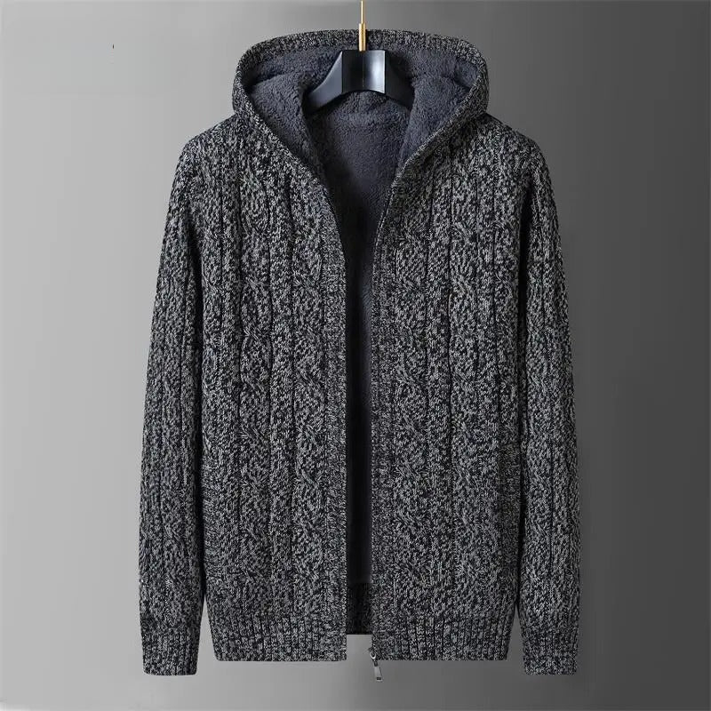 Men's fleece-lined hooded Cardigan