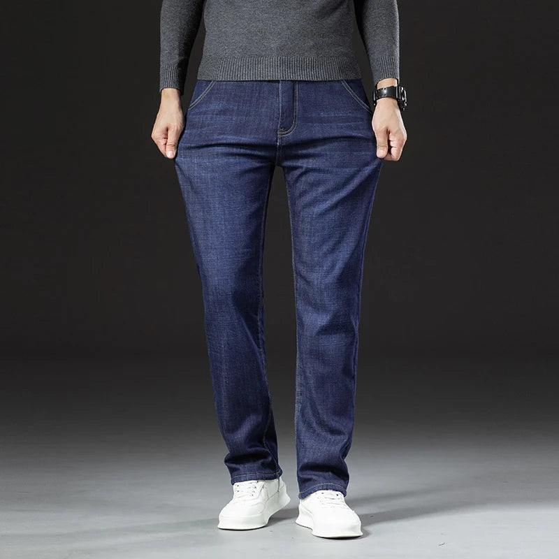 Men's Fleece-Lined Winter Denim Jeans