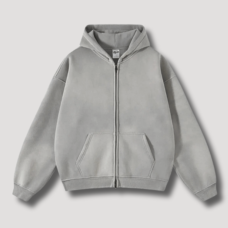 Men's Heavyweight Oversized Hoodie with Zip Closure