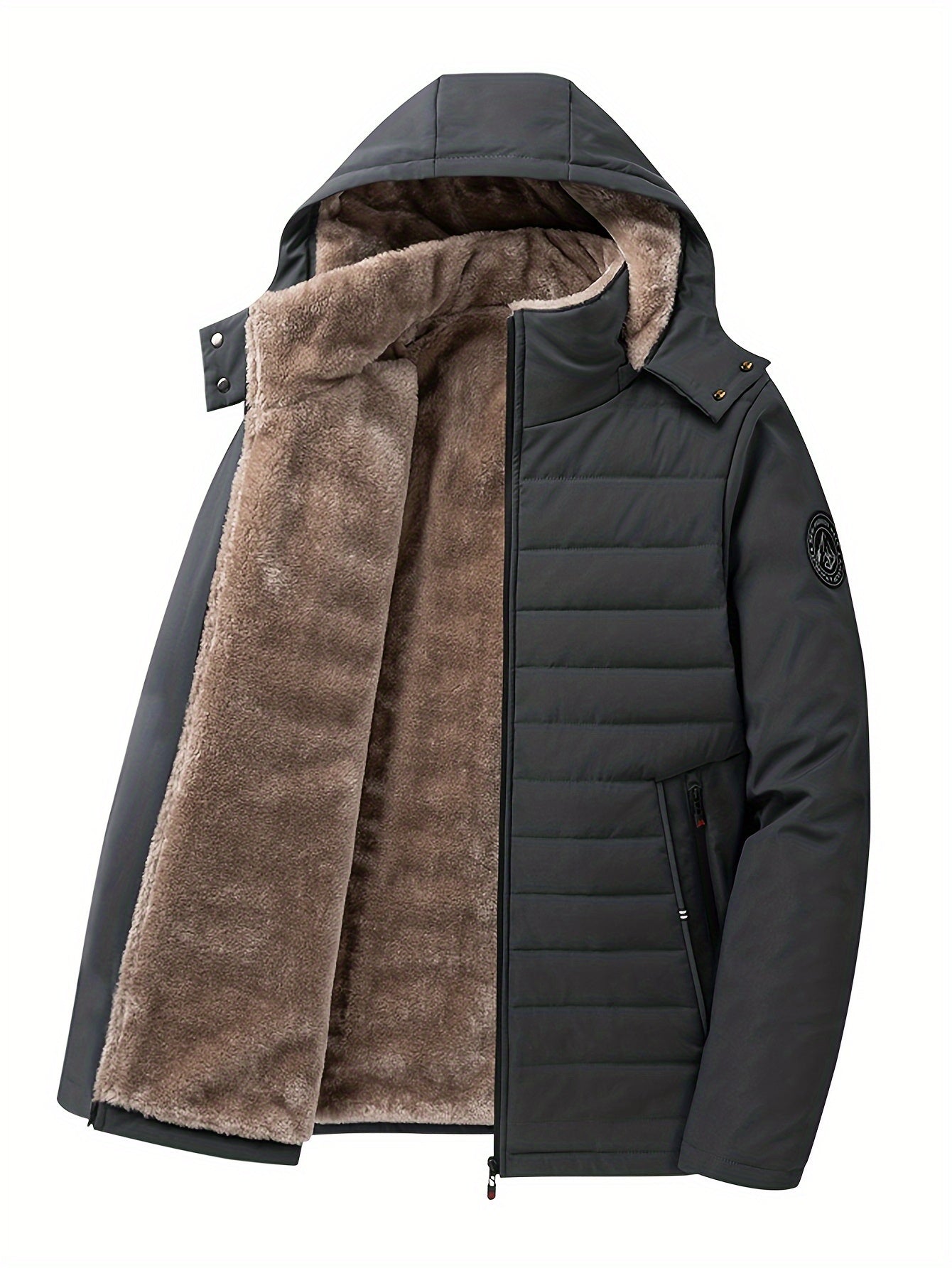 Men's Hooded Winter Jacket with Fleece Lining