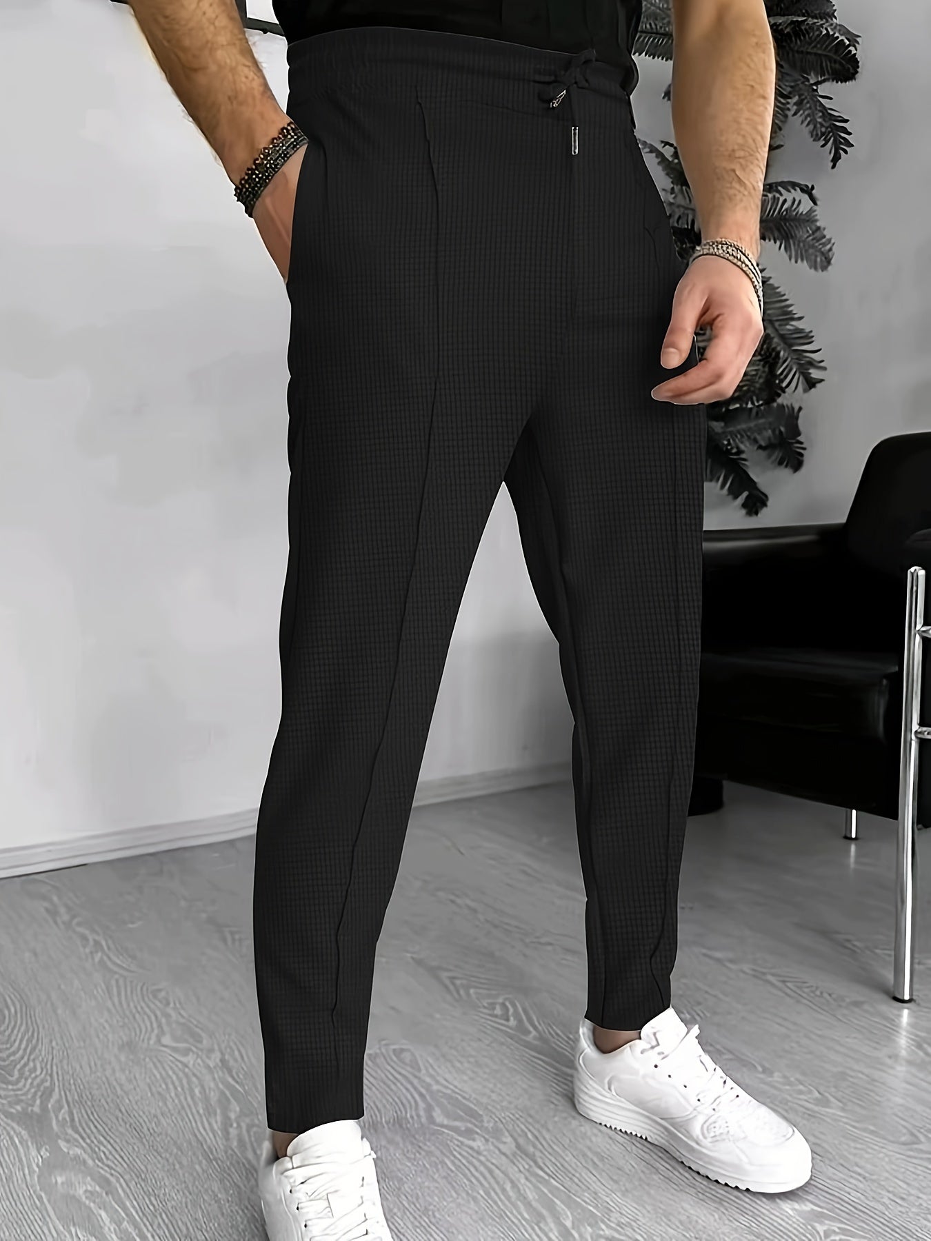 Men's Waffle patterned stretch pants