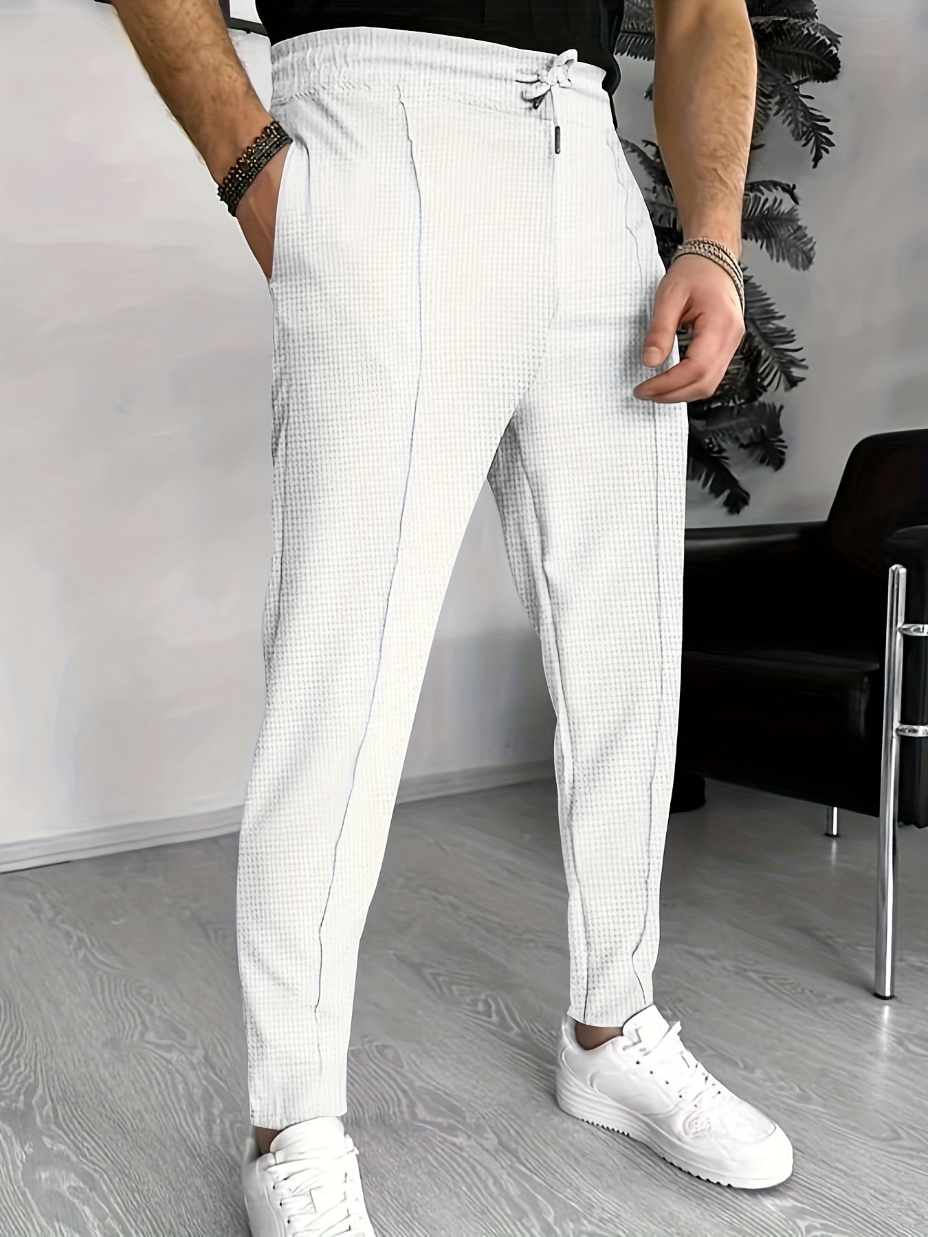 Men's Waffle patterned stretch pants