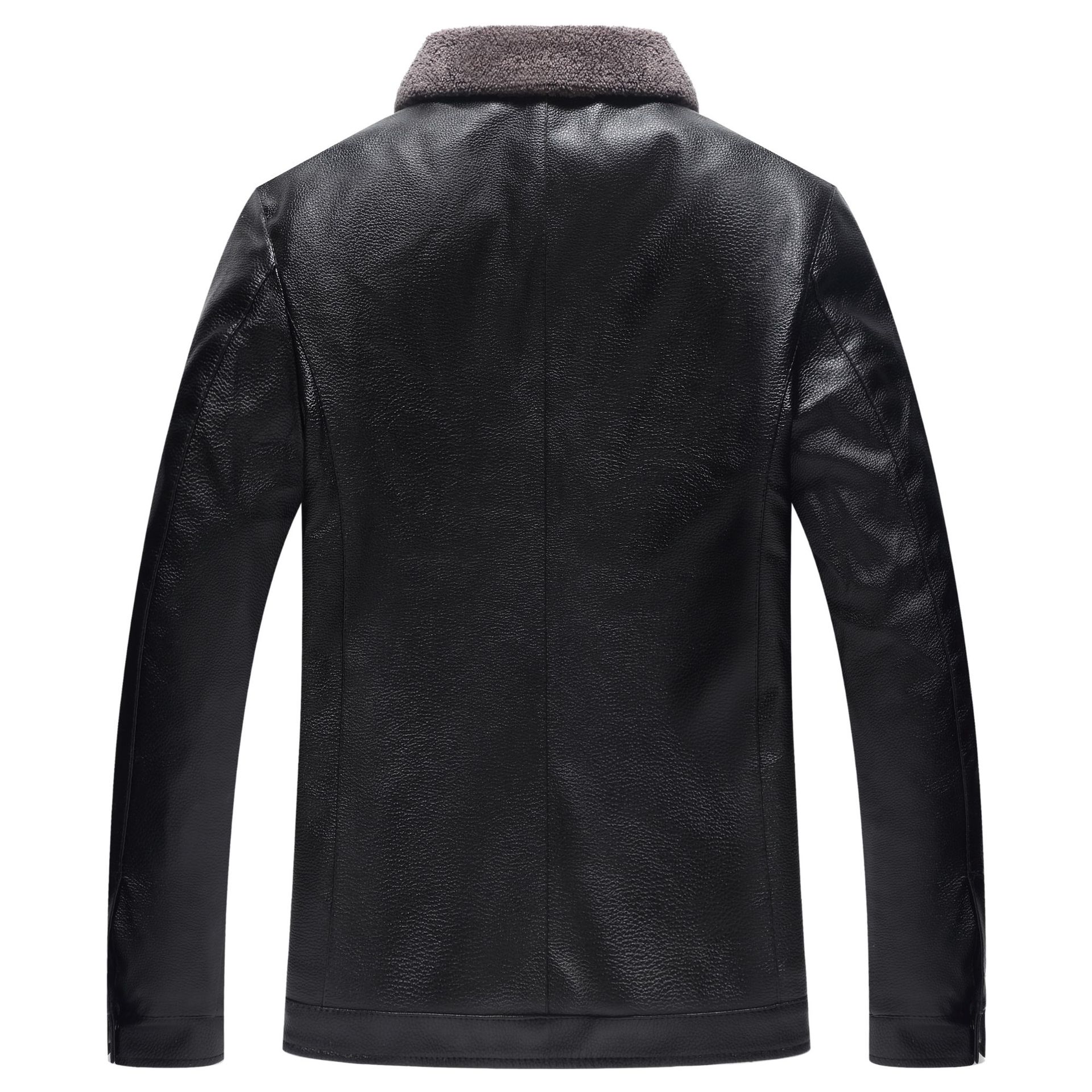 Men's Winter Leather Jacket with Fleece-Lining