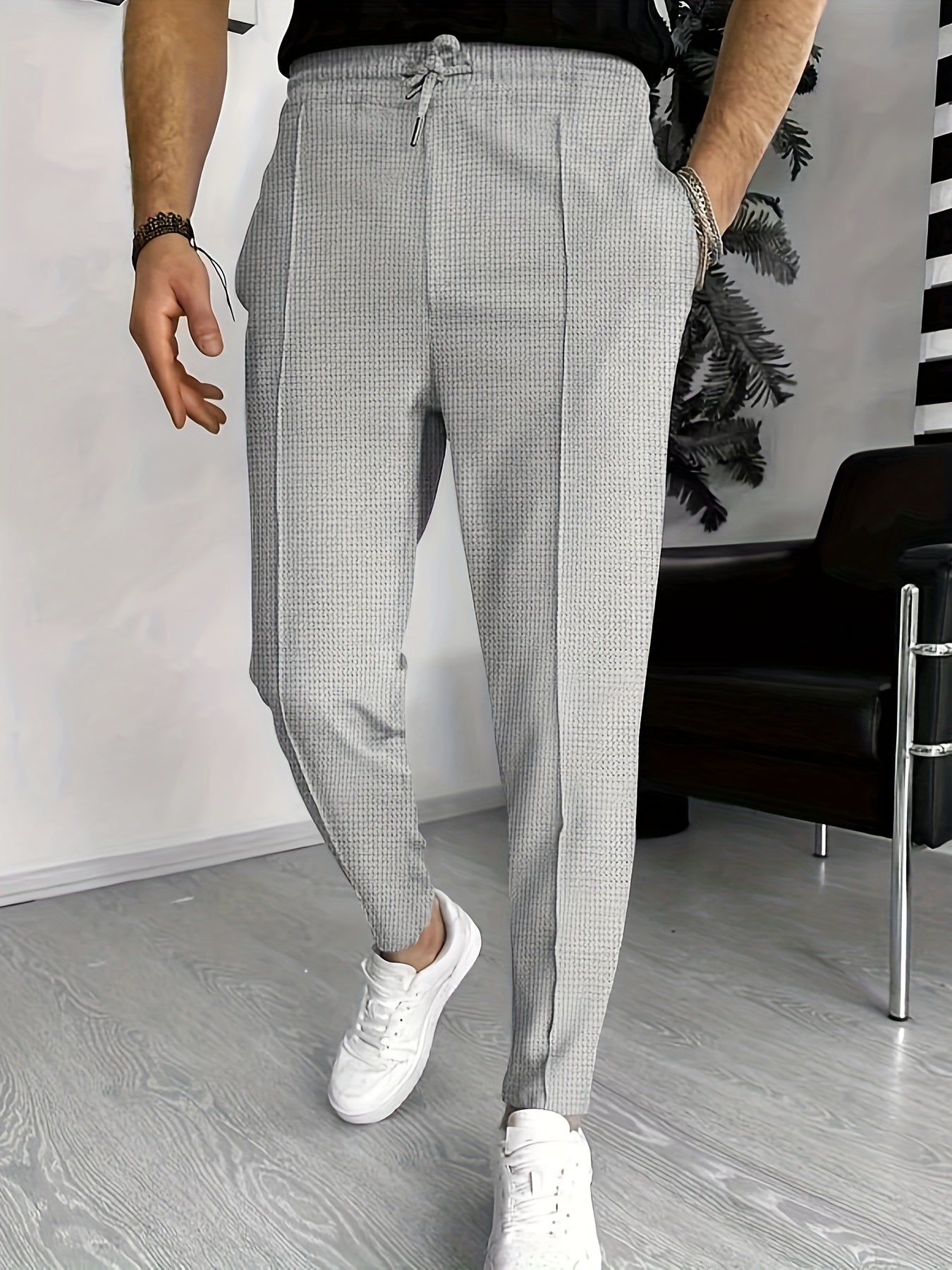 Men's Waffle patterned stretch pants