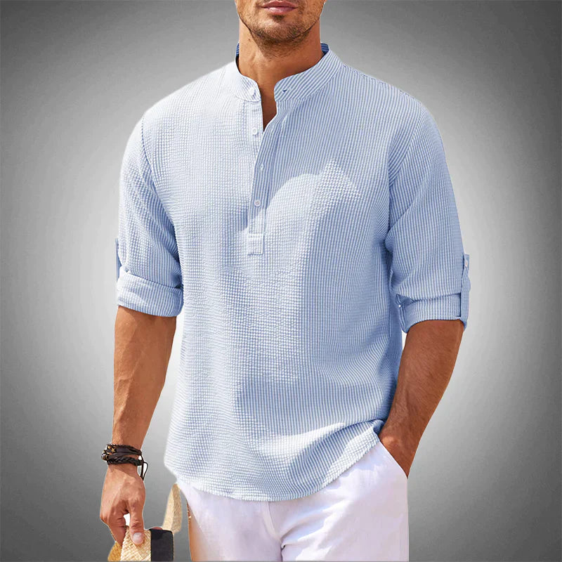 Men’s Mandarin Collar Casual Shirt