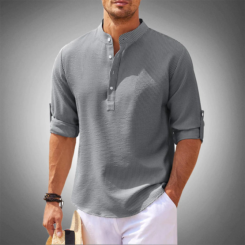 Men’s Mandarin Collar Casual Shirt