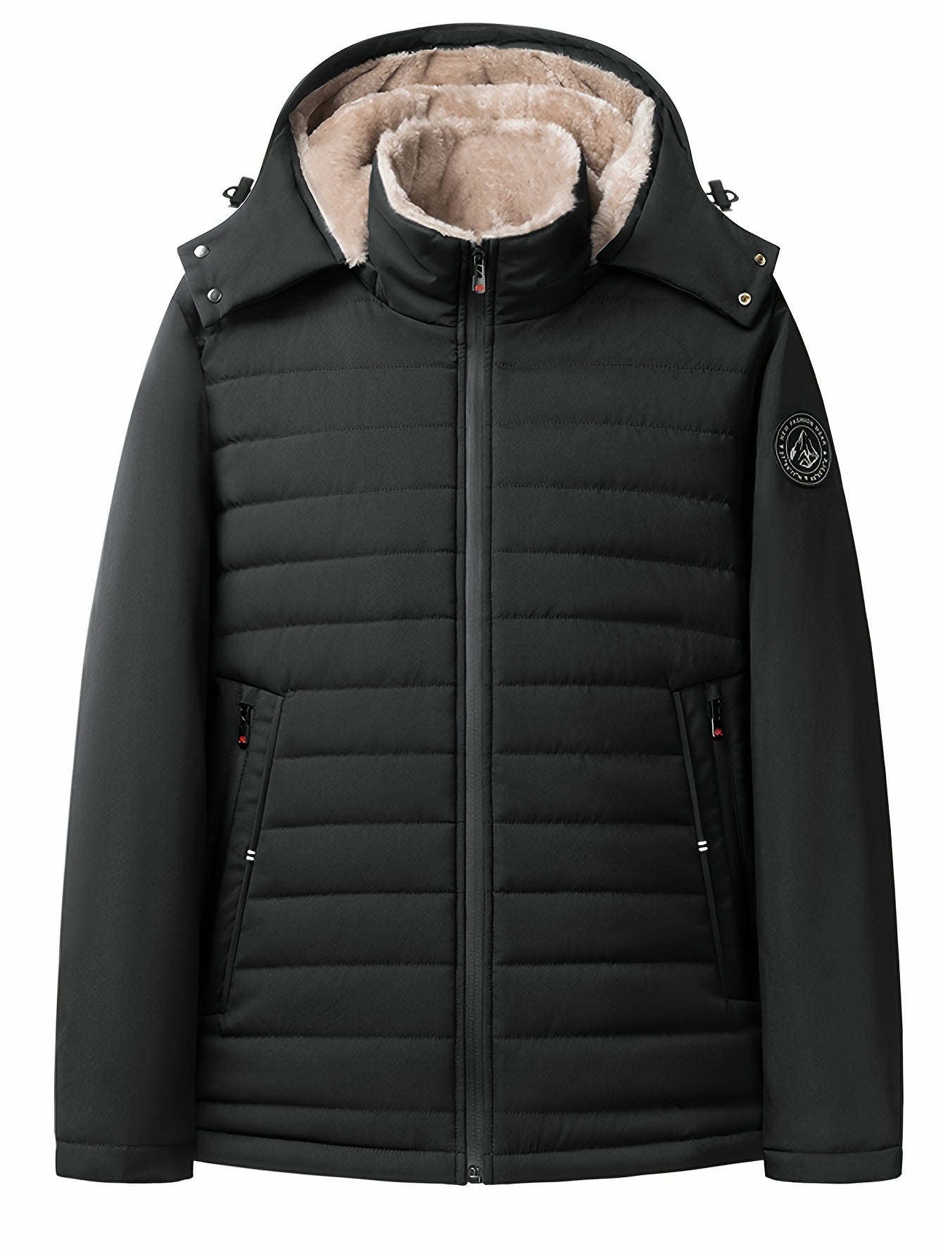 Men's Hooded Winter Jacket with Fleece Lining