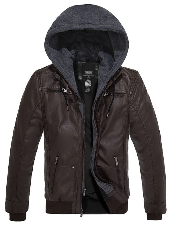 Men's Hooded Leather jacket