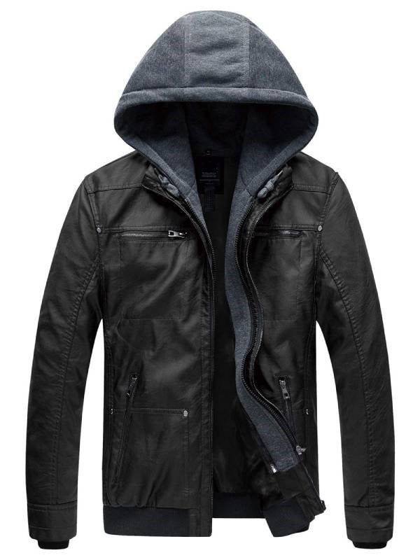 Men's Hooded Leather jacket