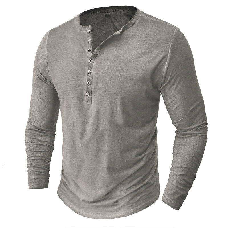 Men's long-sleeved Henley shirt