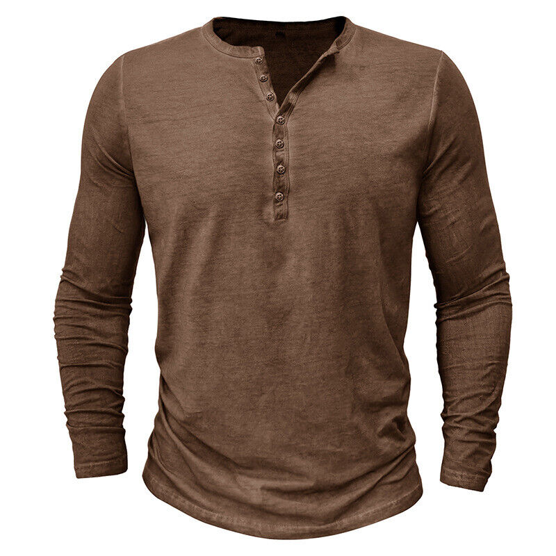 Men's long-sleeved Henley shirt