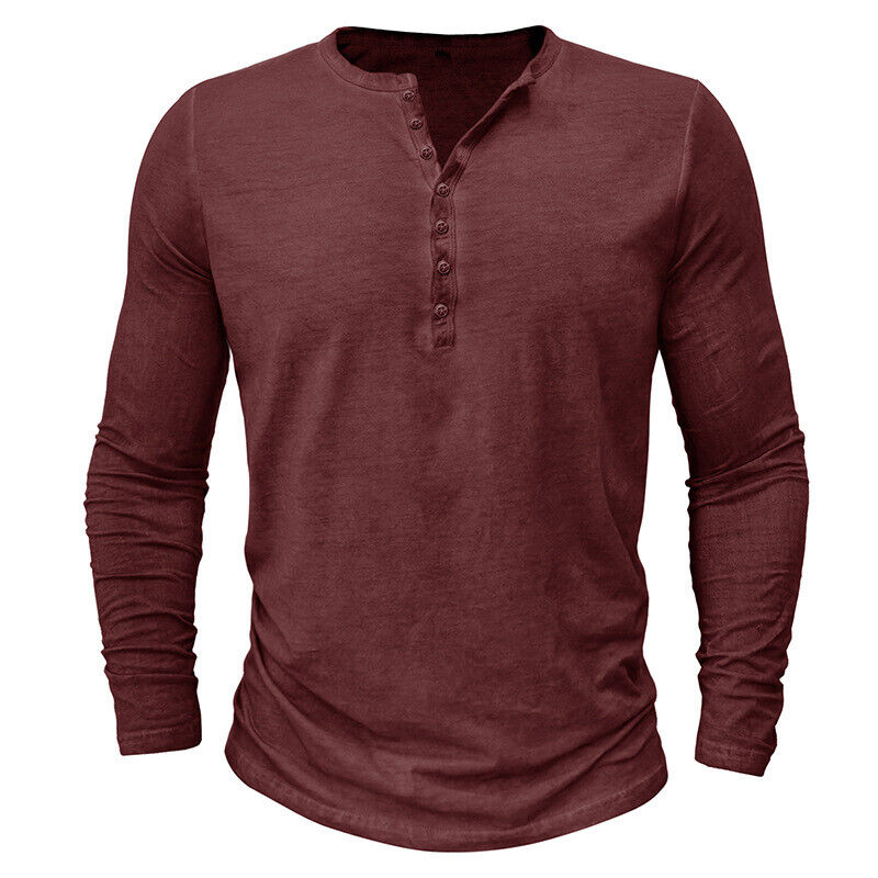 Men's long-sleeved Henley shirt