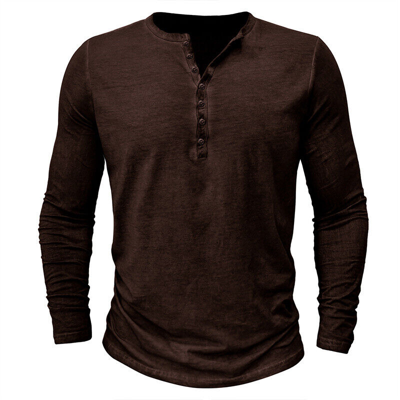 Men's long-sleeved Henley shirt