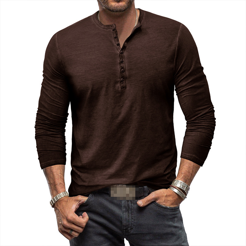 Men's long-sleeved Henley shirt