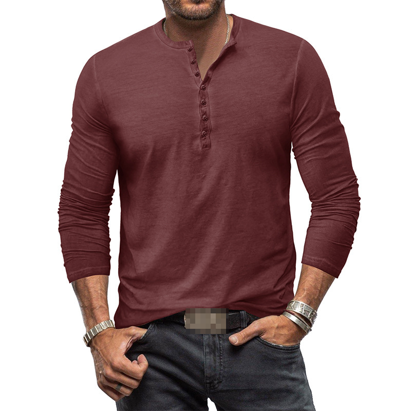 Men's long-sleeved Henley shirt