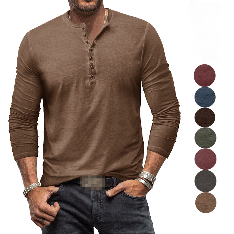 Men's long-sleeved Henley shirt