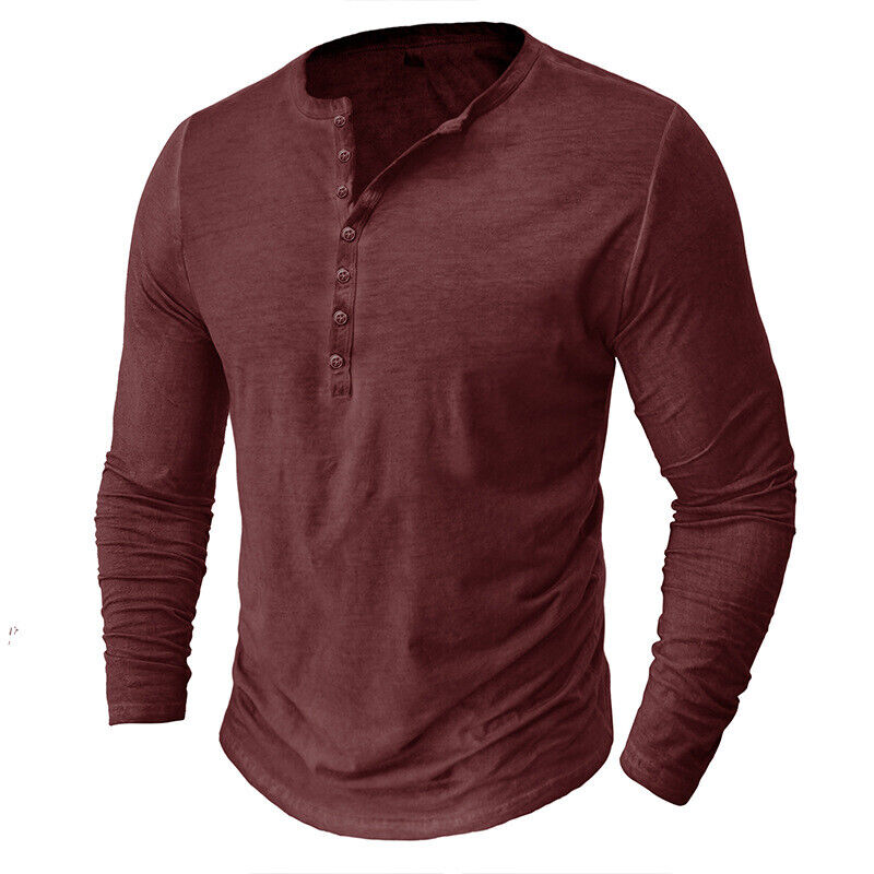 Men's long-sleeved Henley shirt