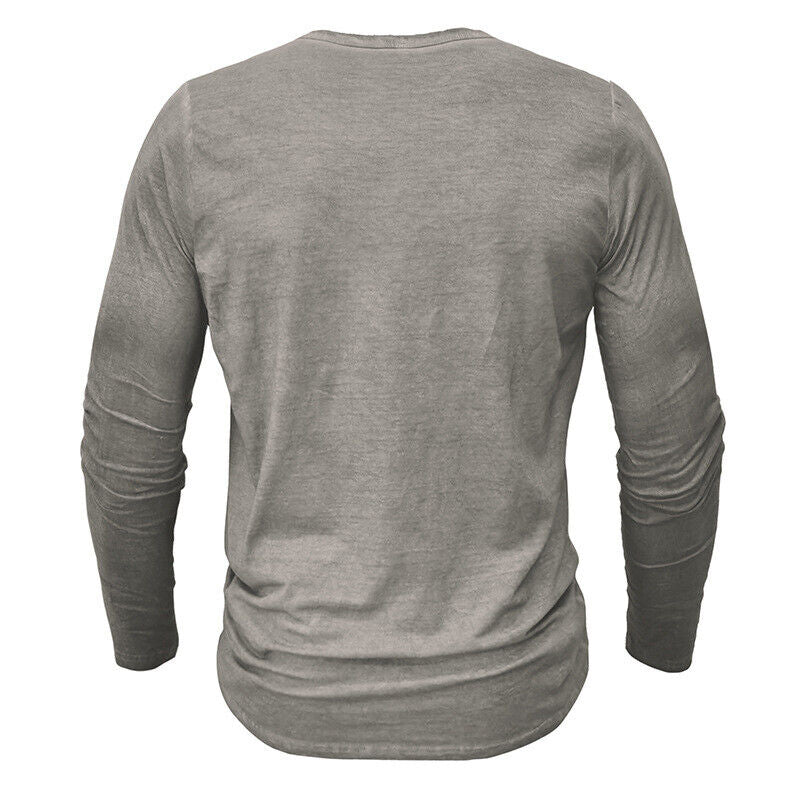 Men's long-sleeved Henley shirt