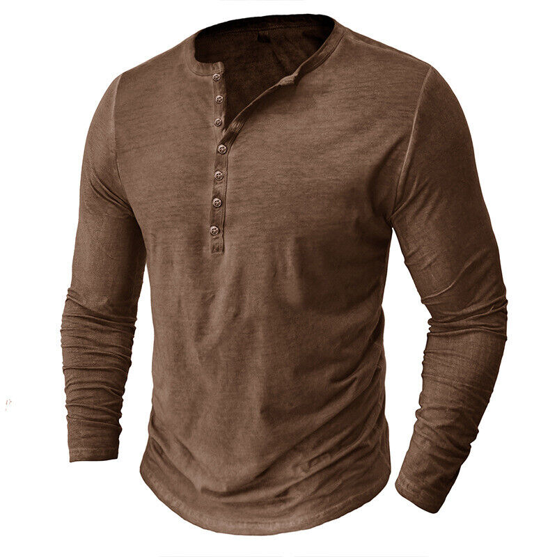 Men's long-sleeved Henley shirt