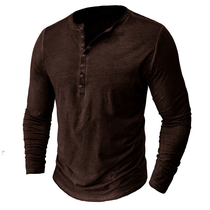 Men's long-sleeved Henley shirt