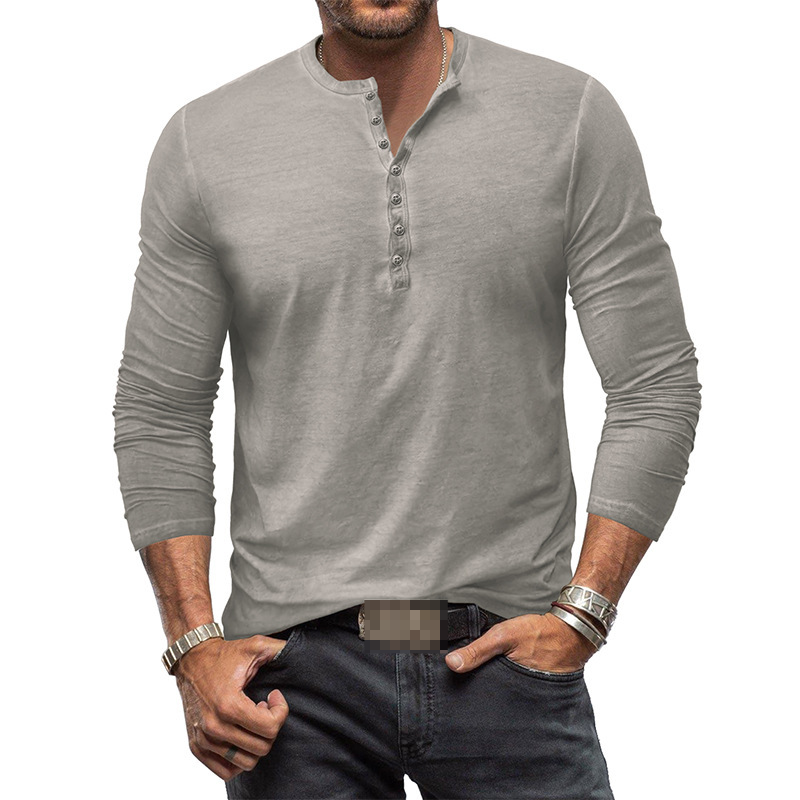 Men's long-sleeved Henley shirt