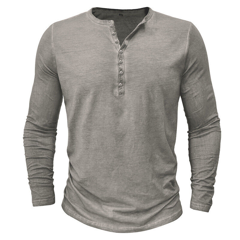 Men's long-sleeved Henley shirt