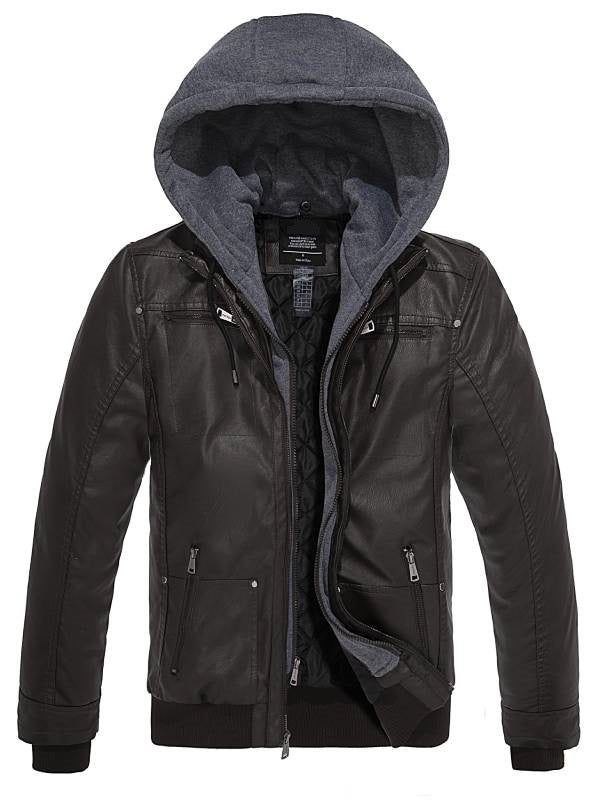 Men's Hooded Leather jacket